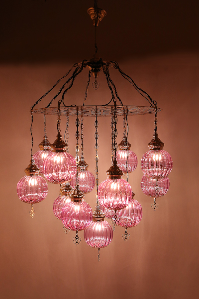 Stylish Special Edition Chandelier with 13 Special Pyrex Glasses